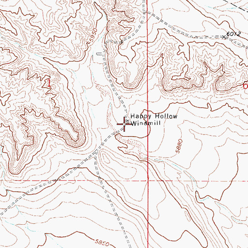 Topographic Map of Happy Hollow Windmill, CO