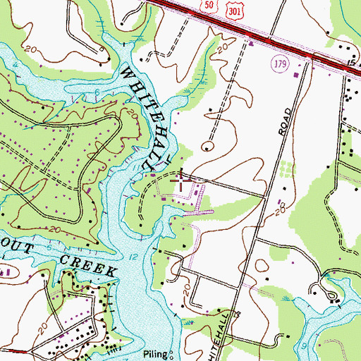 Topographic Map of Whitehall Estates, MD