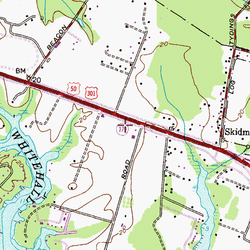 Topographic Map of Whitehall Shopping Center, MD