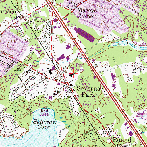 Topographic Map of Woods Memorial Presbyterian Church, MD