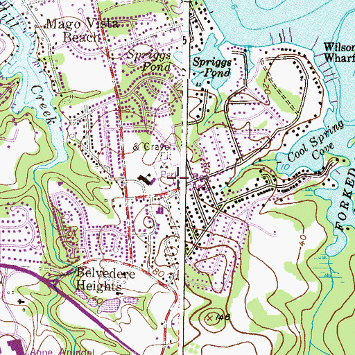 Topographic Map of Belvedere Park, MD