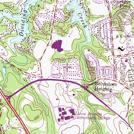 Topographic Map of Campus Green, MD