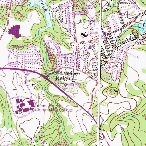 Topographic Map of College Hills, MD