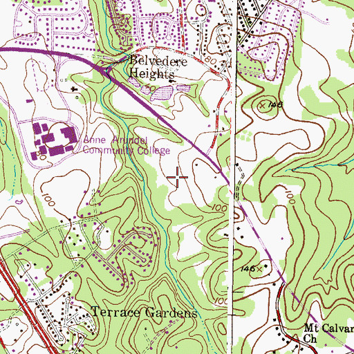 Topographic Map of College Manor, MD