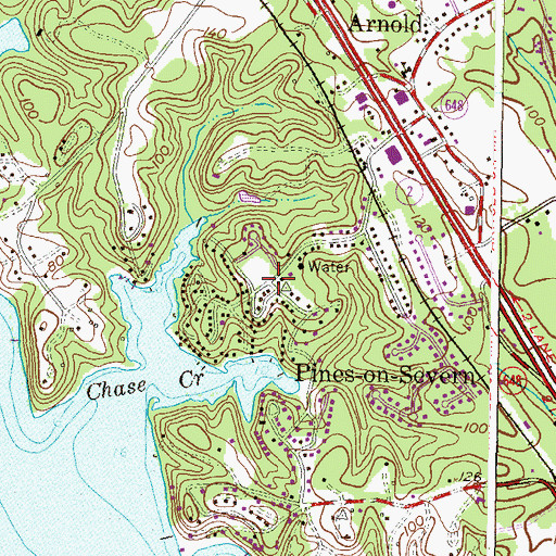 Topographic Map of Pine Bluff, MD