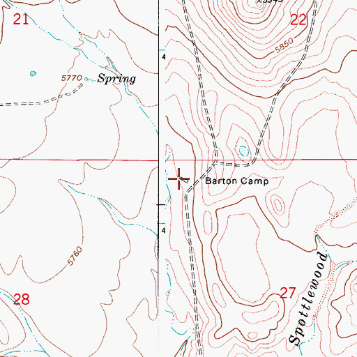 Topographic Map of Barton Camp, CO