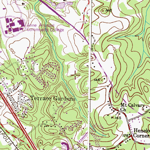 Topographic Map of Raintree, MD