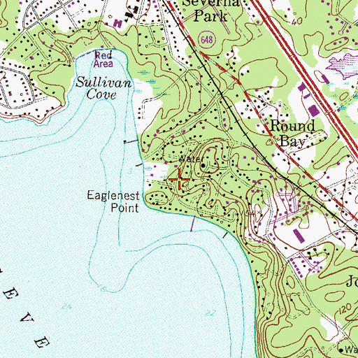 Topographic Map of Round Bay View, MD