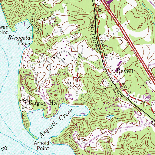 Topographic Map of Rugby Hall Estates, MD