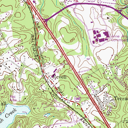Topographic Map of Severn Commerce Center, MD