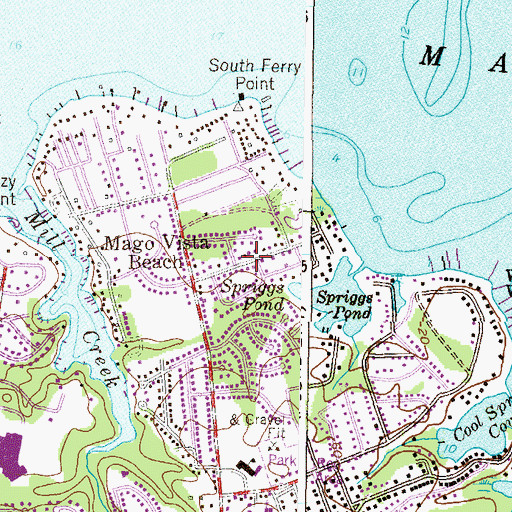Topographic Map of West Magothy Manor, MD