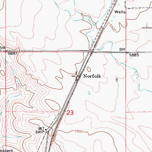 Topographic Map of Norfolk, CO
