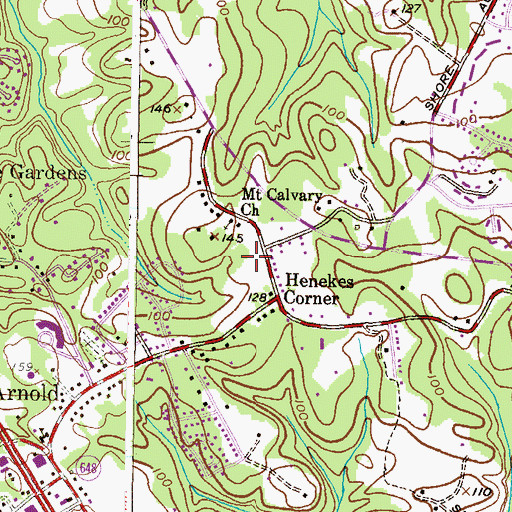 Topographic Map of Briar Lea, MD