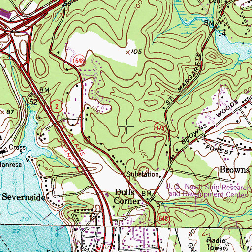 Topographic Map of Brice Manor, MD