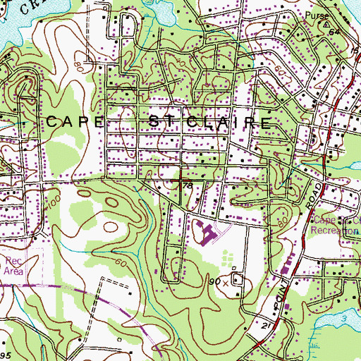 Topographic Map of Cape Saint Claire United Methodist Church, MD