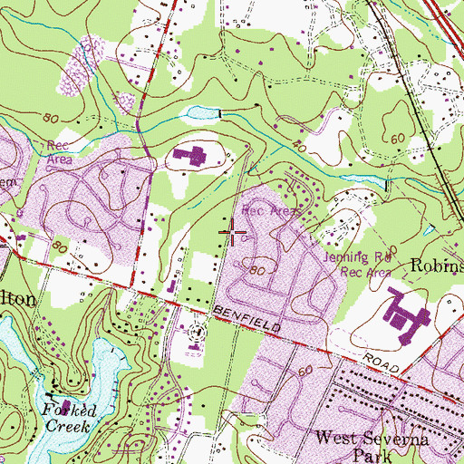 Topographic Map of Captains Cove, MD