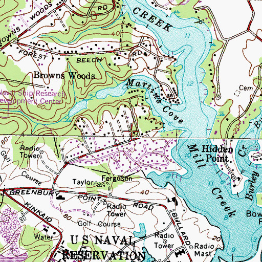 Topographic Map of Cedarwood Cove, MD