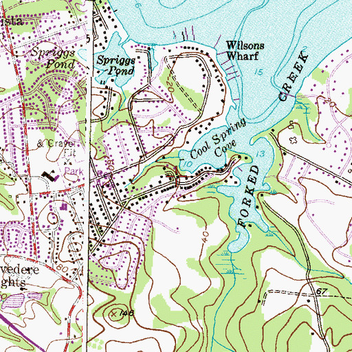 Topographic Map of Cherrywood, MD