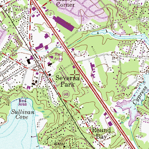 Topographic Map of Cypress Creek Park, MD