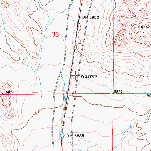 Topographic Map of Warren, CO