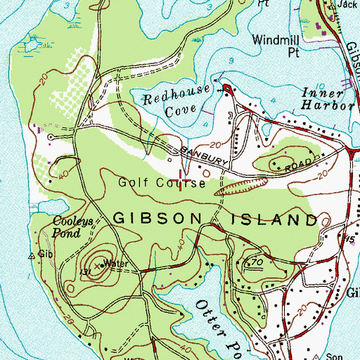 Topographic Map of Gibson Island Golf Course, MD