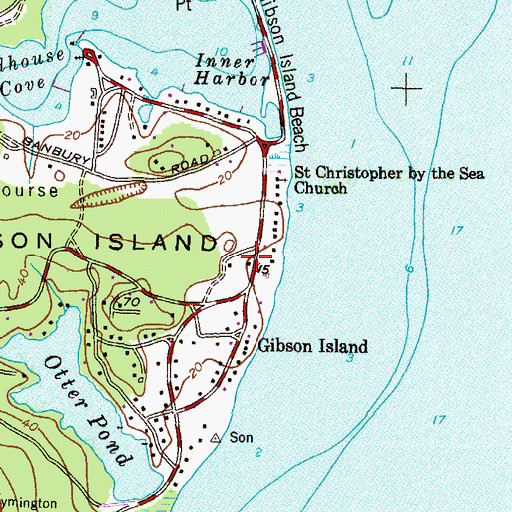 Topographic Map of Gibson Island Post Office, MD
