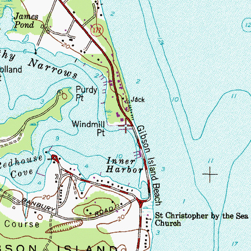 Topographic Map of Gibson Island Yacht Club, MD