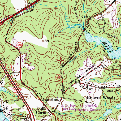 Topographic Map of Great Meadows, MD