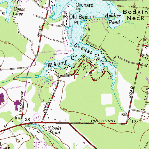 Topographic Map of Green Gables, MD