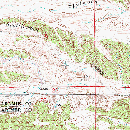 Topographic Map of Spottlewood Creek, CO