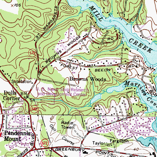 Topographic Map of Martins Cove Farm, MD