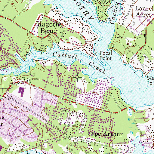 Topographic Map of Oak Landing, MD