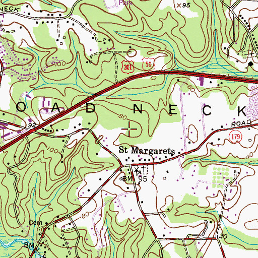 Topographic Map of Old Mill Bottom Estates, MD
