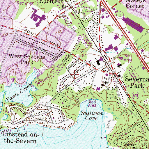 Topographic Map of Old Severna Park, MD
