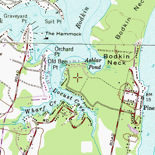 Topographic Map of Pinehurst on the Bodkin, MD