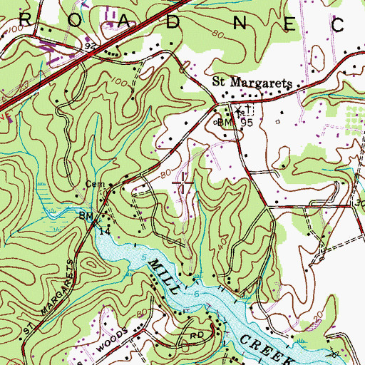 Topographic Map of Saint Margarets Farm, MD