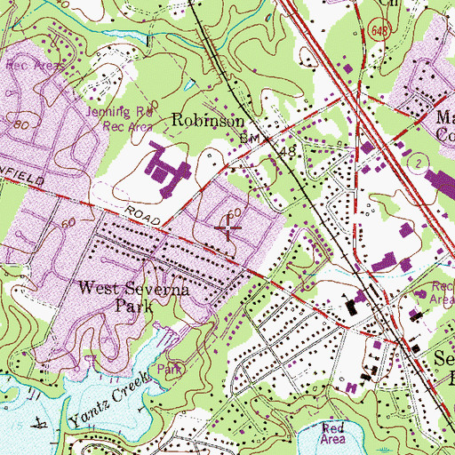 Topographic Map of Severna Gardens, MD