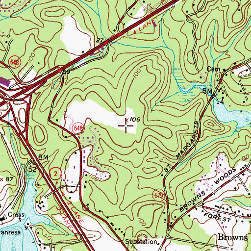 Topographic Map of The Meadows, MD