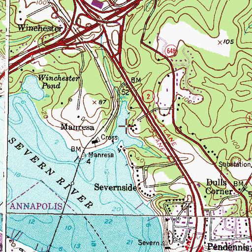 Topographic Map of Manresa Pond, MD