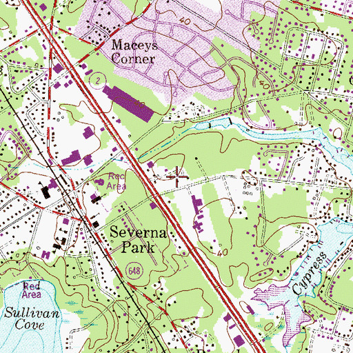Topographic Map of Trinity Farms, MD