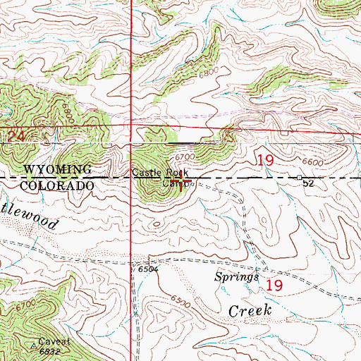 Topographic Map of Castle Rock Camp, CO