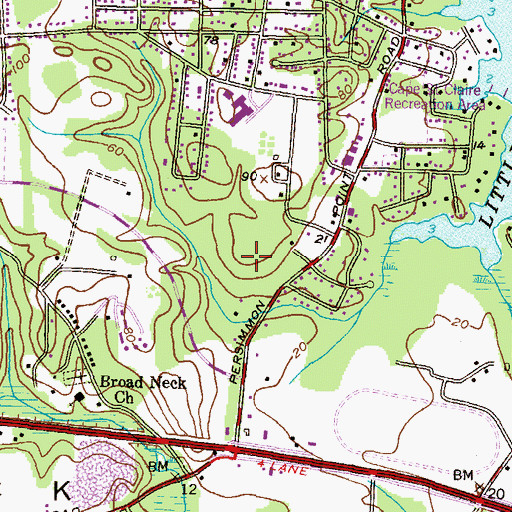 Topographic Map of Walnut Ridge, MD