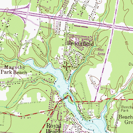 Topographic Map of Brookfield on the Magothy, MD