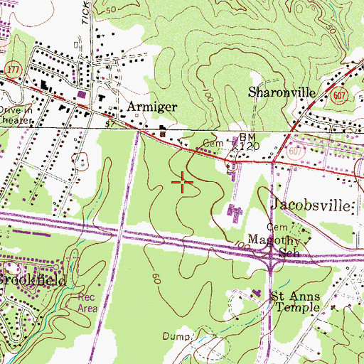 Topographic Map of Deerfield, MD