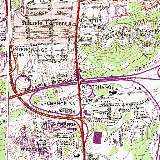 Topographic Map of Interchange 3A, MD