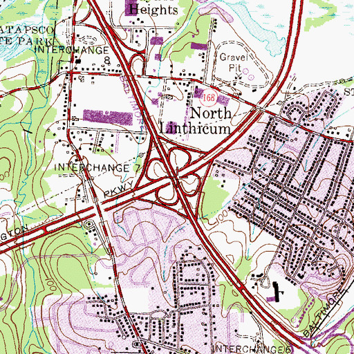 Topographic Map of Interchange 7, MD