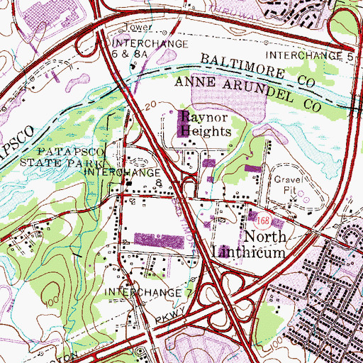 Topographic Map of Interchange 8, MD