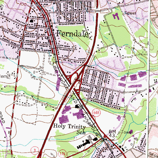 Topographic Map of Interchange 16, MD
