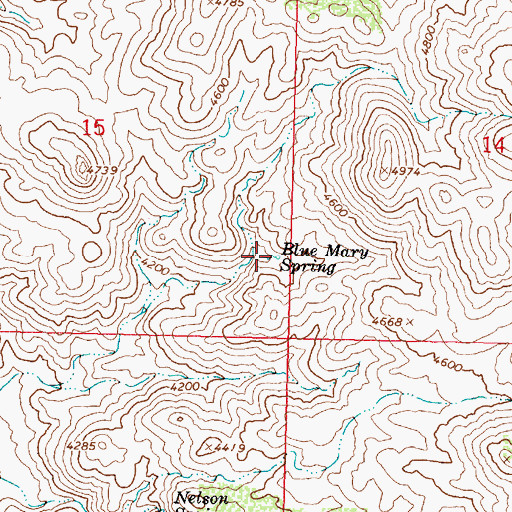 Topographic Map of Blue Mary Spring, AZ