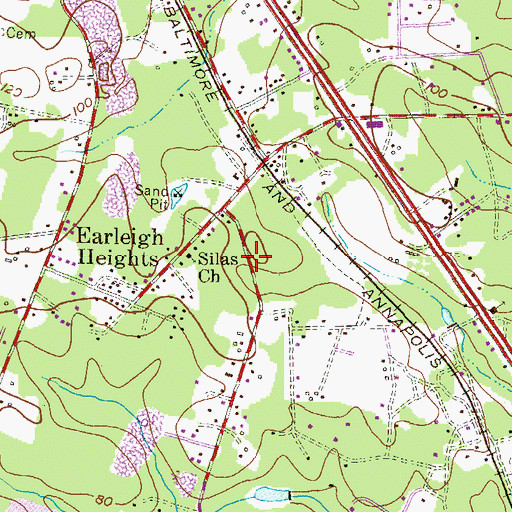 Topographic Map of Oaks of Severna Park, MD